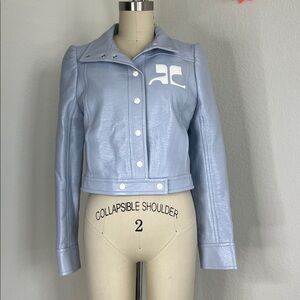 Courrèges Vinyl Jacket Reedition Cropped Snap Front Pastel Blue 2025